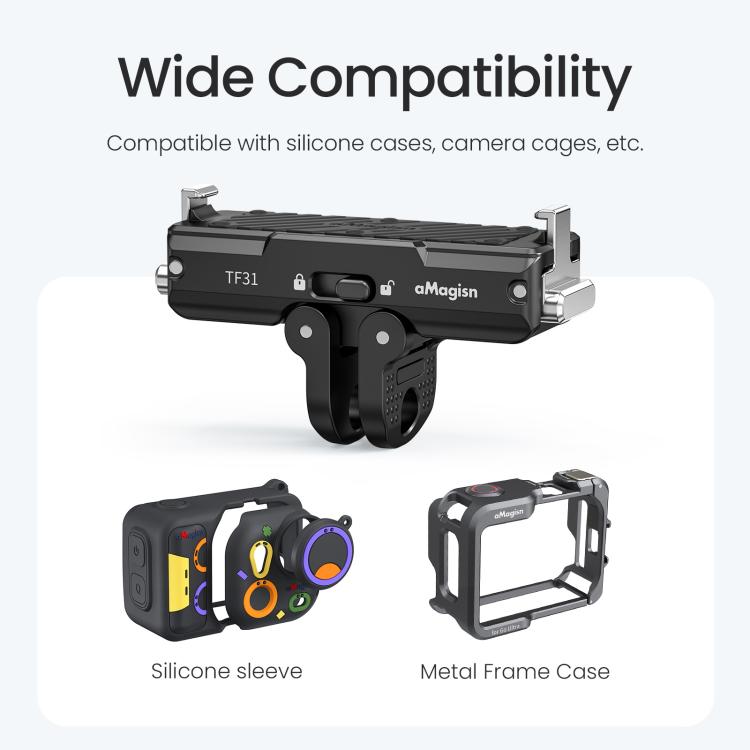 aMagisn Metal Magnetic Quick Release Mount 2.0 Lockable Adapter – Magnetic, Aluminum Alloy, For Insta360 GO Ultra