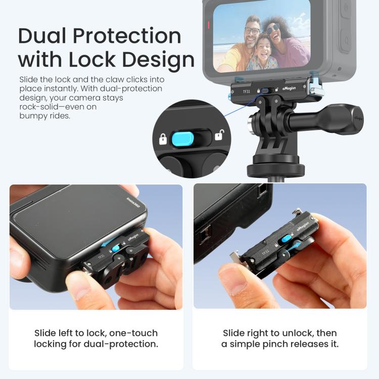 aMagisn Metal Magnetic Quick Release Mount 2.0 Lockable Adapter – Magnetic, Aluminum Alloy, For Insta360 GO Ultra