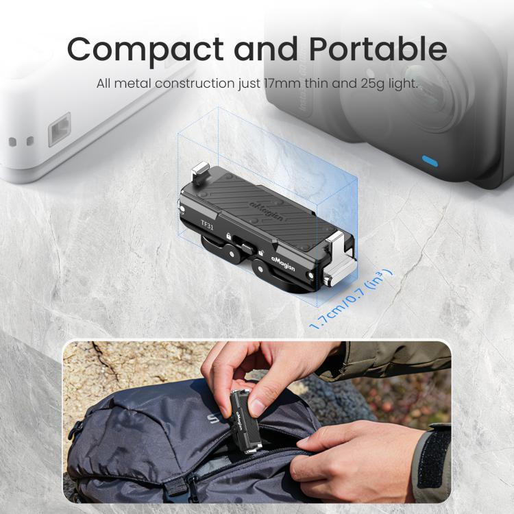 aMagisn Metal Magnetic Quick Release Mount 2.0 Lockable Adapter – Magnetic, Aluminum Alloy, For Insta360 GO Ultra