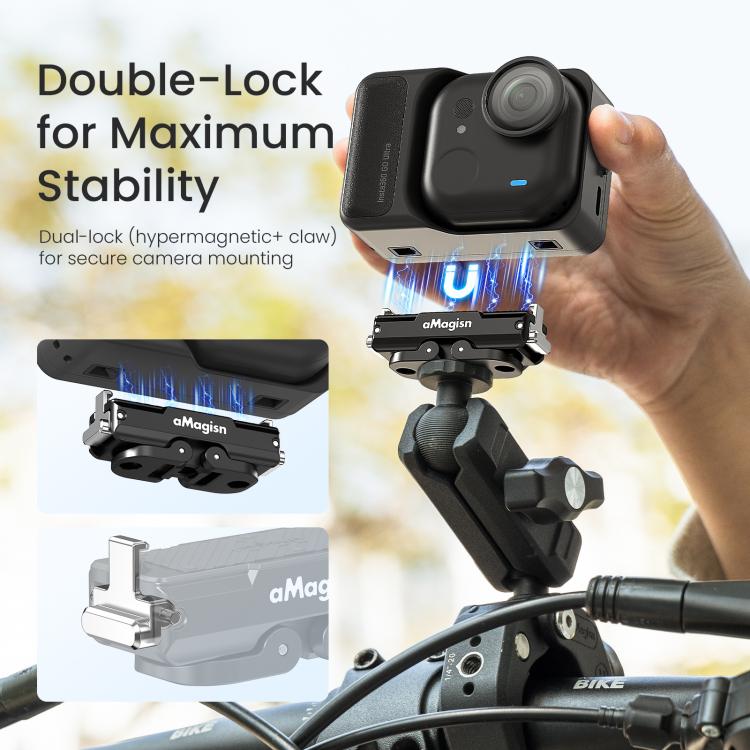 aMagisn Metal Magnetic Quick Release Mount 2.0 Lockable Adapter – Magnetic, Aluminum Alloy, For Insta360 GO Ultra