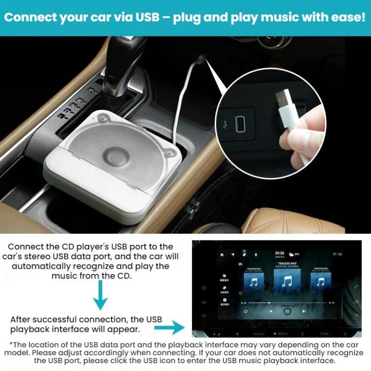 Multi-Functional Car External CD Player With USB Lossless Connection To HiFi Player – Durable Build, Easy to Use