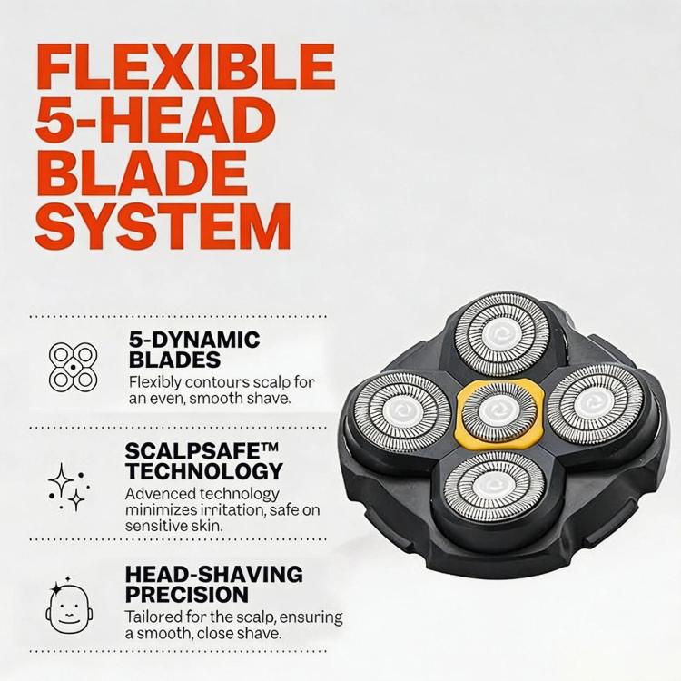 Replacement Head For Microtouch Titanium 5-Head Blade System For Bald Men Electric Shaver – Durable Build, Easy to Use
