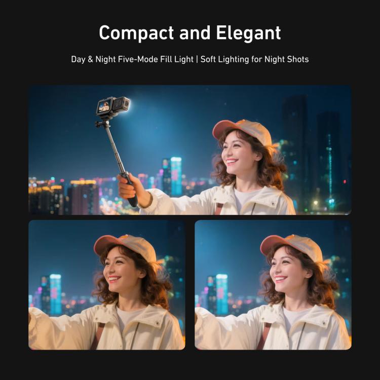 TELESIN Quick-Release Mini Vlog Fill Light, IPX5 Waterproof Magnetic LED Video Light With 3 Color Temps – Waterproof, Magnetic, TPU, For DJI Action 5 Pro/4/3