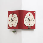 wozoom Living Room Minimalist Double-Sided Wall Clock Corner Decorative Clock, Red Medium, Red Large, Beige Large Red Medium