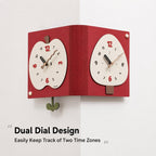 wozoom Living Room Minimalist Double-Sided Wall Clock Corner Decorative Clock, Red Medium, Red Large, Beige Large