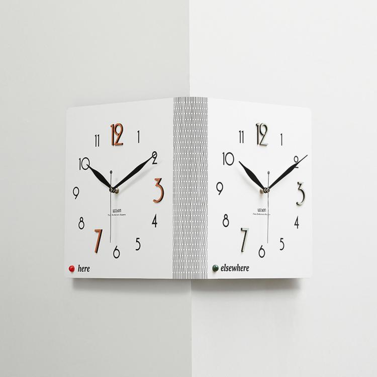 wozoom Double-Sided Corner Wall Clock Simple Decorative Clock For Living Room Corners, White Medium, White Large, Woodgrain Brown Medium, Woodgrain Brown Large – Durable Build, Easy to Use White Medium