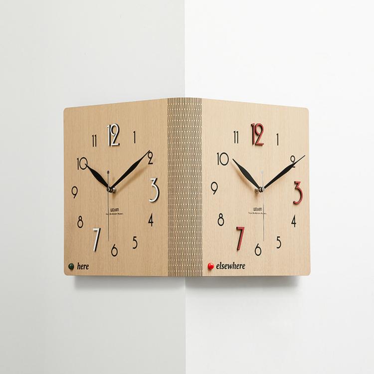 wozoom Double-Sided Corner Wall Clock Simple Decorative Clock For Living Room Corners, White Medium, White Large, Woodgrain Brown Medium, Woodgrain Brown Large – Durable Build, Easy to Use Woodgrain Brown Medium