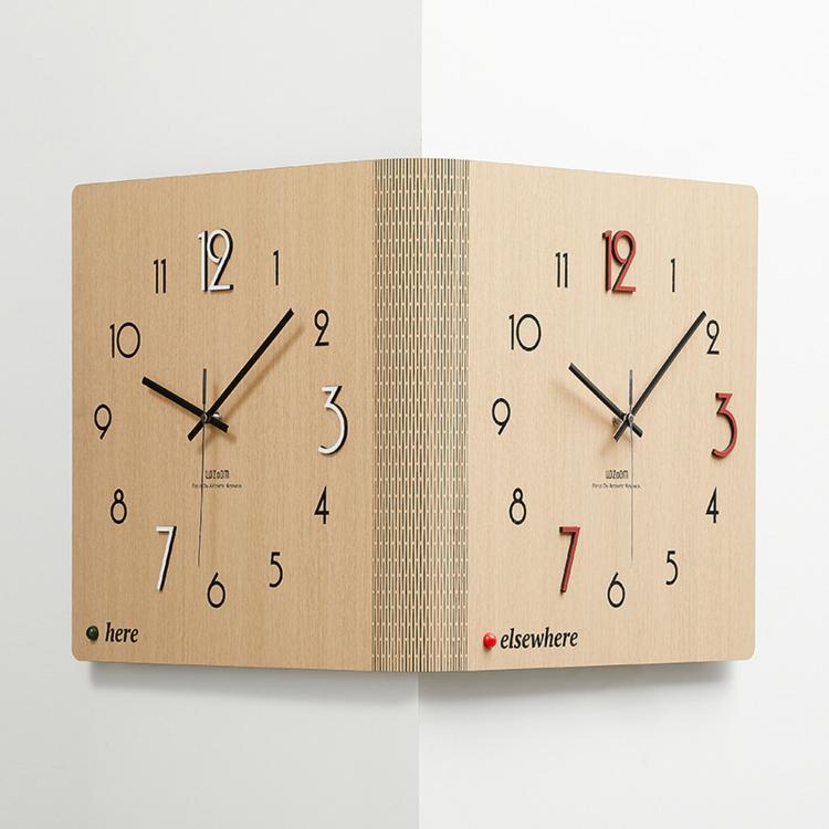 wozoom Double-Sided Corner Wall Clock Simple Decorative Clock For Living Room Corners, White Medium, White Large, Woodgrain Brown Medium, Woodgrain Brown Large – Durable Build, Easy to Use Woodgrain Brown Large