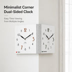 wozoom Double-Sided Corner Wall Clock Simple Decorative Clock For Living Room Corners, White Medium, White Large, Woodgrain Brown Medium, Woodgrain Brown Large – Durable Build, Easy to Use