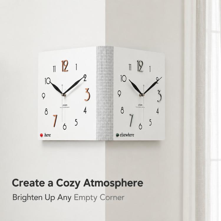 wozoom Double-Sided Corner Wall Clock Simple Decorative Clock For Living Room Corners, White Medium, White Large, Woodgrain Brown Medium, Woodgrain Brown Large – Durable Build, Easy to Use