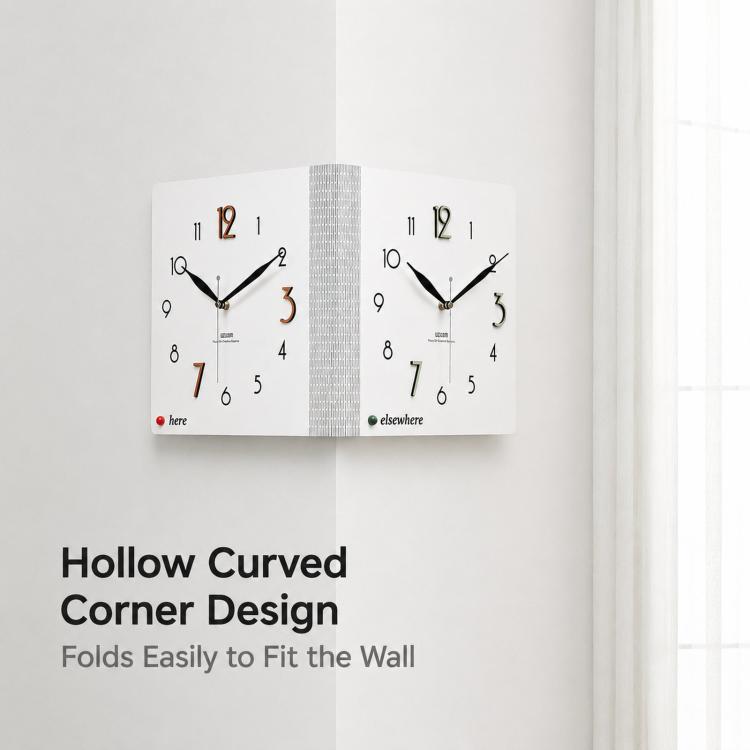 wozoom Double-Sided Corner Wall Clock Simple Decorative Clock For Living Room Corners, White Medium, White Large, Woodgrain Brown Medium, Woodgrain Brown Large – Durable Build, Easy to Use