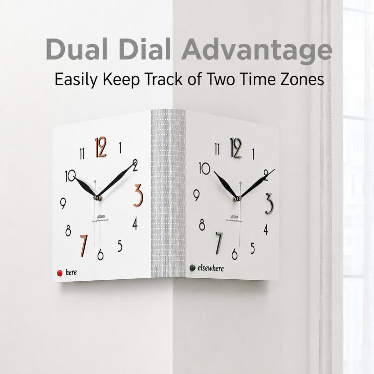 wozoom Double-Sided Corner Wall Clock Simple Decorative Clock For Living Room Corners, White Medium, White Large, Woodgrain Brown Medium, Woodgrain Brown Large – Durable Build, Easy to Use