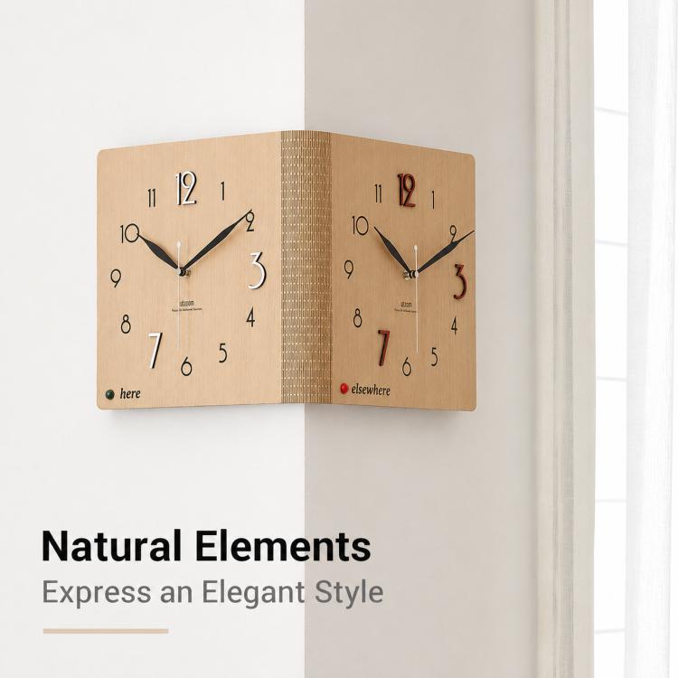 wozoom Double-Sided Corner Wall Clock Simple Decorative Clock For Living Room Corners, White Medium, White Large, Woodgrain Brown Medium, Woodgrain Brown Large – Durable Build, Easy to Use