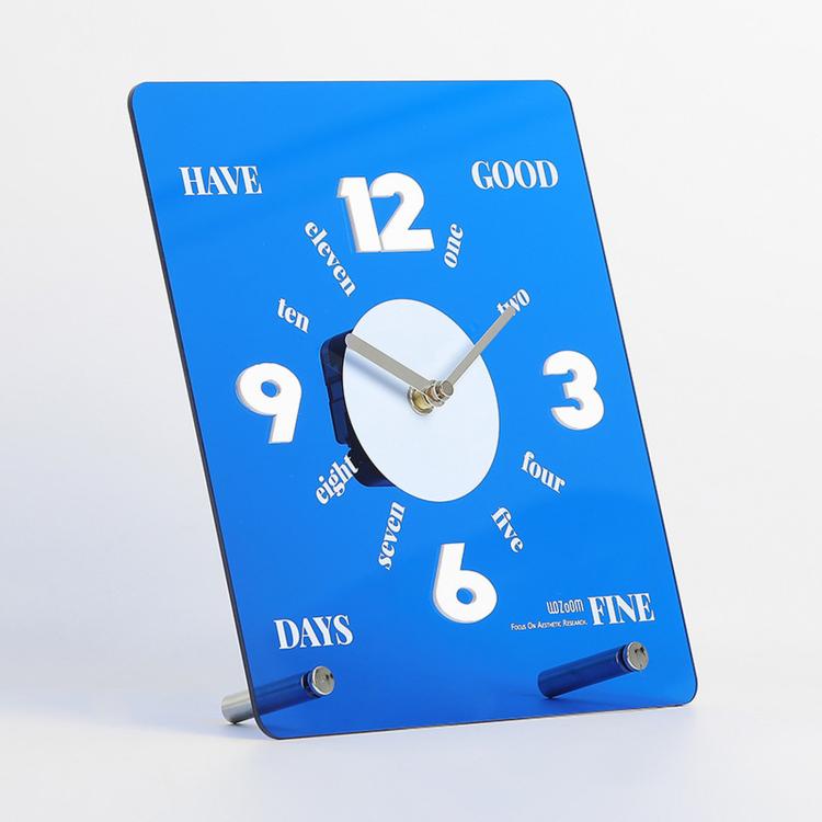 wozoom Modern Minimalist Desk Clock Acrylic Mirror Table Clock With Silent Non-Ticking Quartz Movement Blue