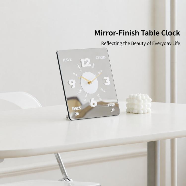 wozoom Modern Minimalist Desk Clock Acrylic Mirror Table Clock With Silent Non-Ticking Quartz Movement