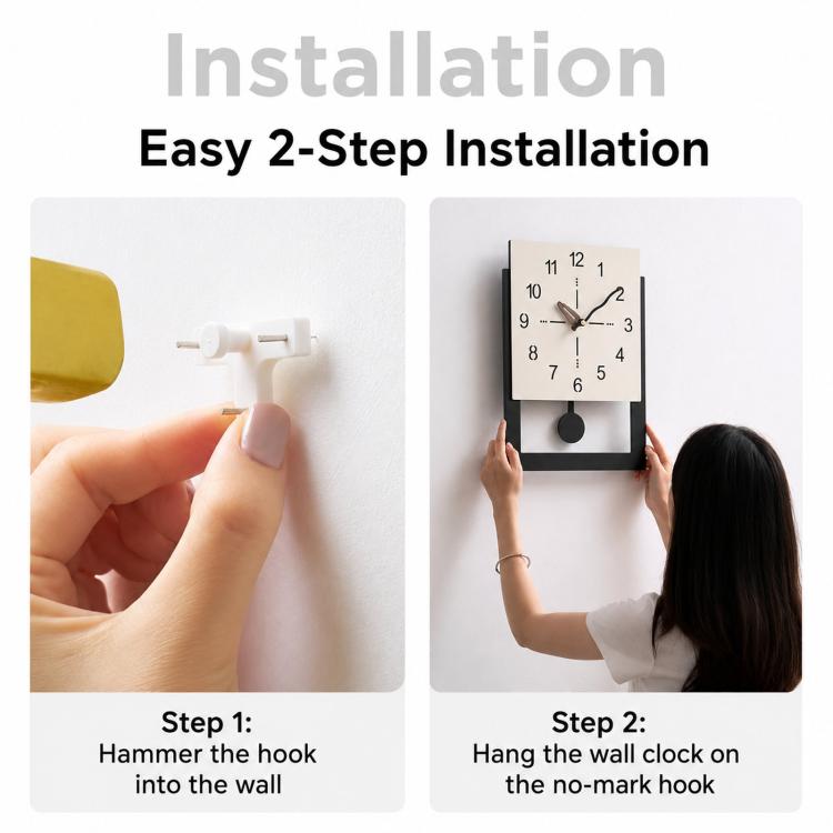 wozoom Minimalist Home Wall Clock Background Wall Decorative Clock, Cream White Standard, Cream White Swing, Pearl White Swing – Durable Build, Easy to Use