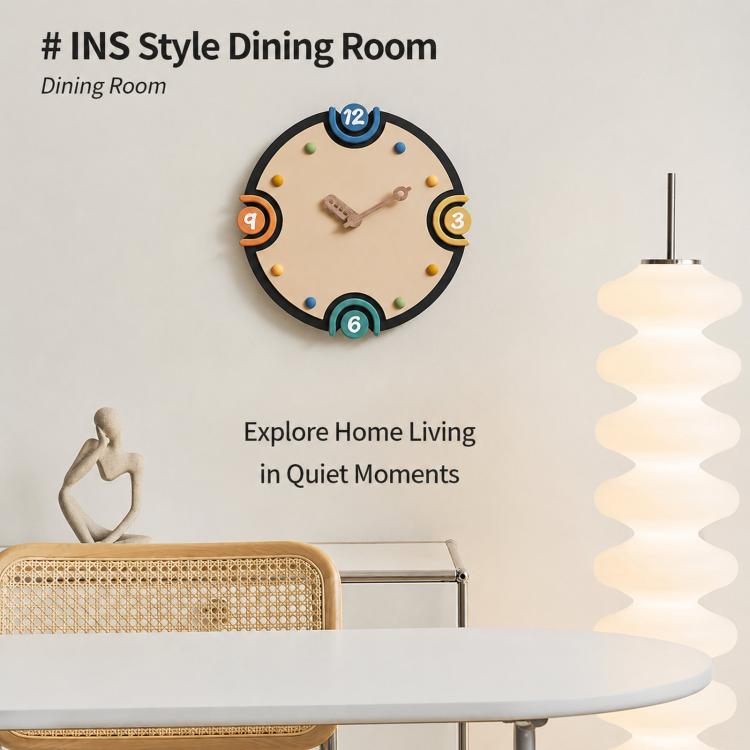 wozoom Modern Cream Style Wall Clock Colorful Wood Silent Non Ticking Decorative Clock