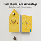 wozoom Modern Corner Double Sided Wall Clock Silent House Shaped Decorative Clock, Cream White Medium, Cream White Large, Yellow Medium, Yellow Large, White Medium, White Large