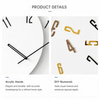 wozoom Living Room Modern Minimalist Wood Silent Decorative Clock