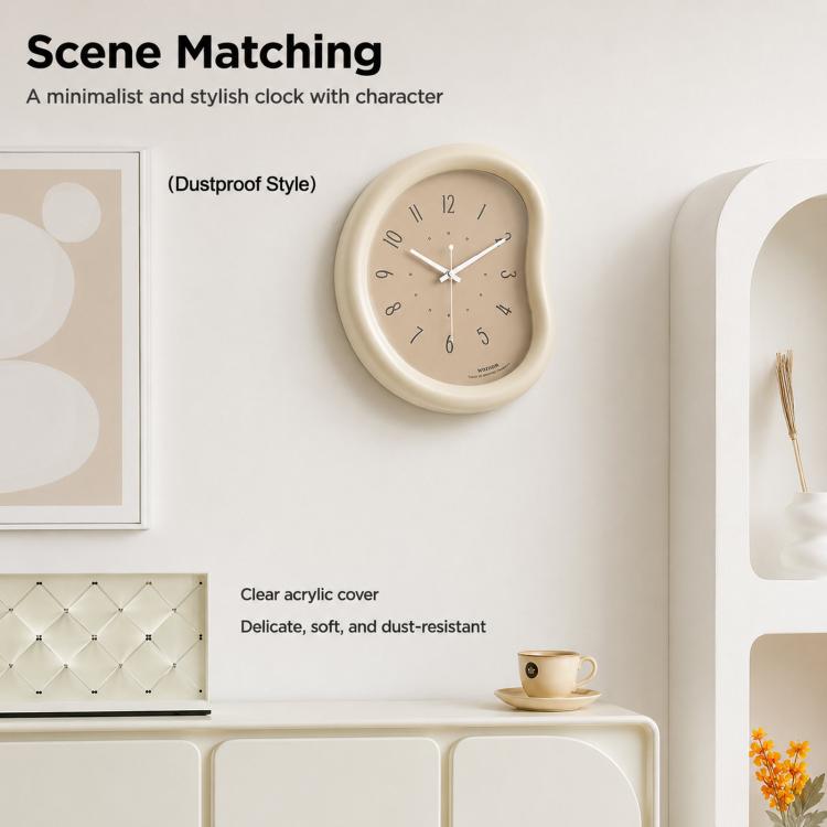 wozoom Living Room Modern Art Wall Clock Minimalist Cream Style Silent Decorative Clock, Flat Black, Framed Cream White, Framed Cream Brown, Framed Black, Dust-proof Cream White, Dust-proof Cream Brown, Dust-proof Black