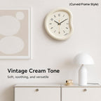 wozoom Living Room Modern Art Wall Clock Minimalist Cream Style Silent Decorative Clock, Flat Black, Framed Cream White, Framed Cream Brown, Framed Black, Dust-proof Cream White, Dust-proof Cream Brown, Dust-proof Black