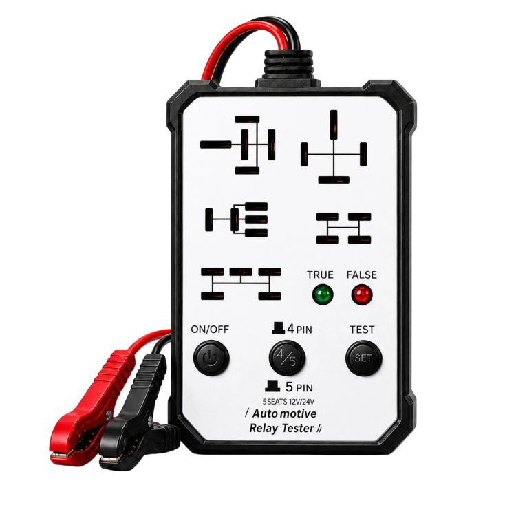 12V 24V Automotive Relay Tester 5-Socket Universal 4-Pin & 5-Pin Auto Relay Diagnostic Tool – Durable Build, Easy to Use White