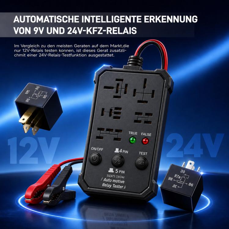12V 24V Automotive Relay Tester 5-Socket Universal 4-Pin & 5-Pin Auto Relay Diagnostic Tool – Durable Build, Easy to Use
