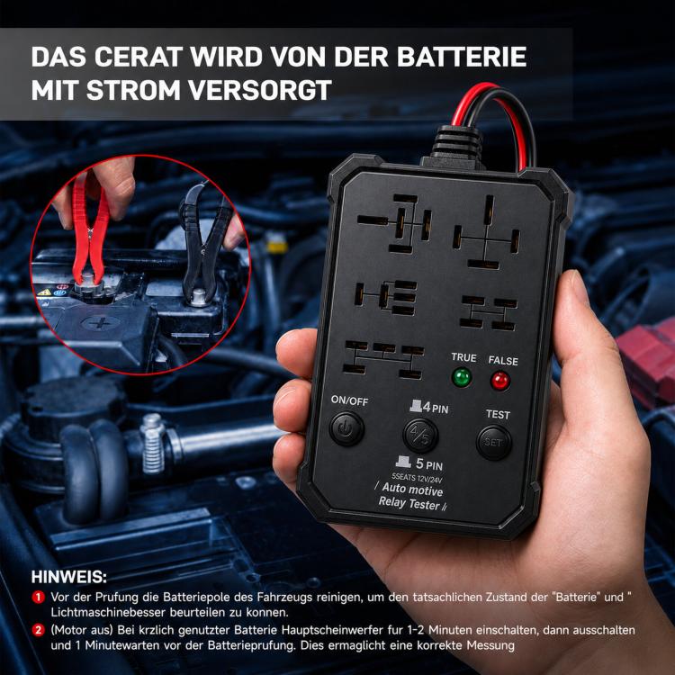 12V 24V Automotive Relay Tester 5-Socket Universal 4-Pin & 5-Pin Auto Relay Diagnostic Tool – Durable Build, Easy to Use