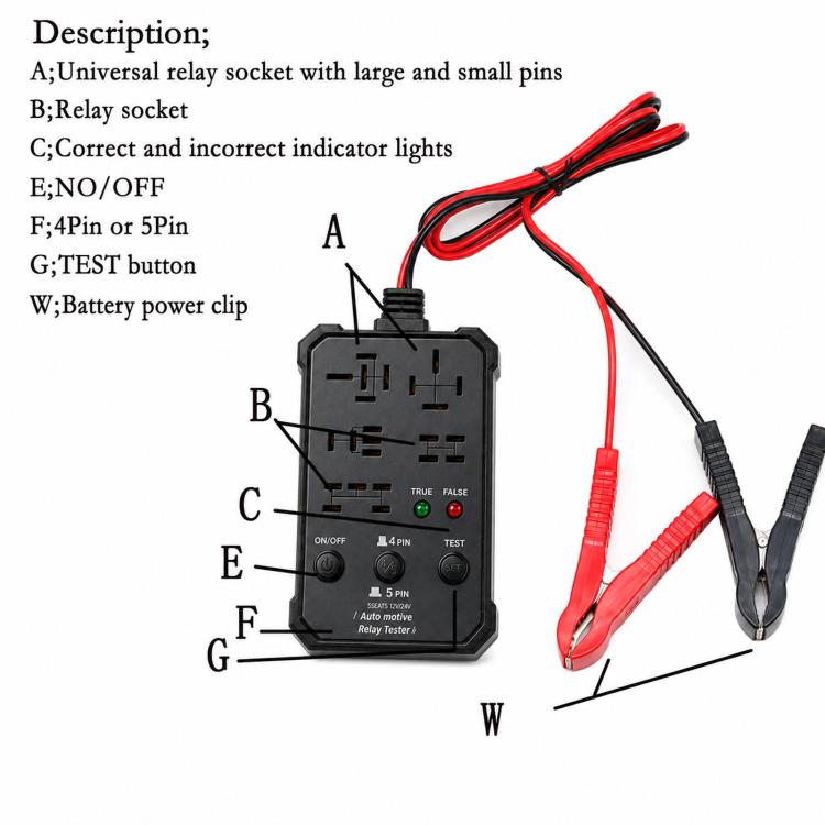 12V 24V Automotive Relay Tester 5-Socket Universal 4-Pin & 5-Pin Auto Relay Diagnostic Tool – Durable Build, Easy to Use