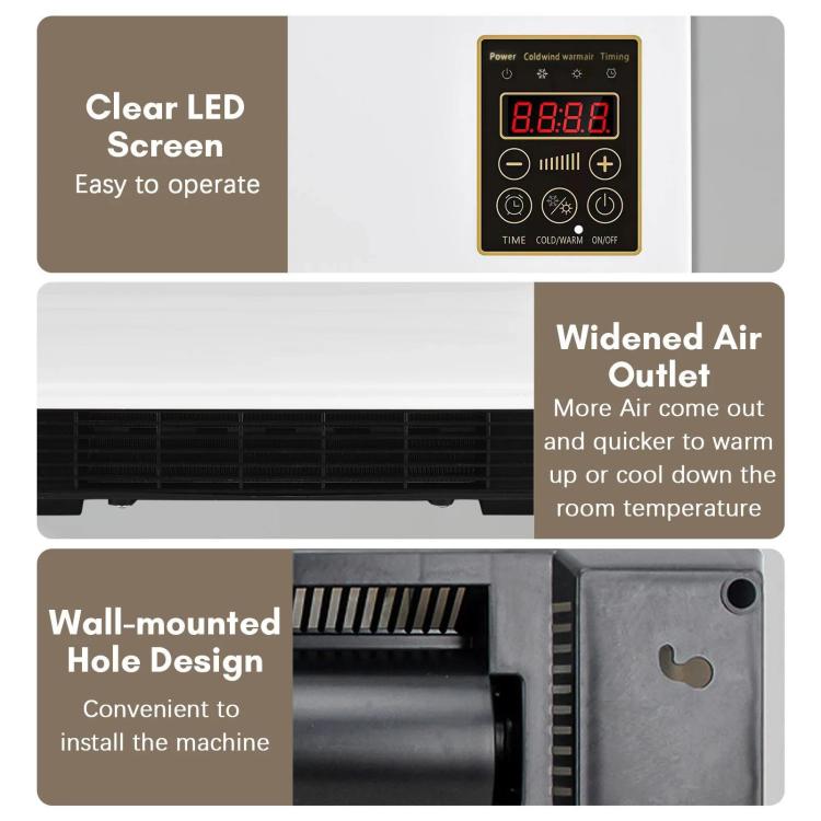Wall Mounted Air Conditioner Fan Household Cooling & Heating Fan Electric Heater, EU Plug, UK Plug, US 110V 2-Pin Plug, US 110V 3-Pin Plug, AU Plug, Natural Gentle Breeze US 3-Pin Plug – TPU