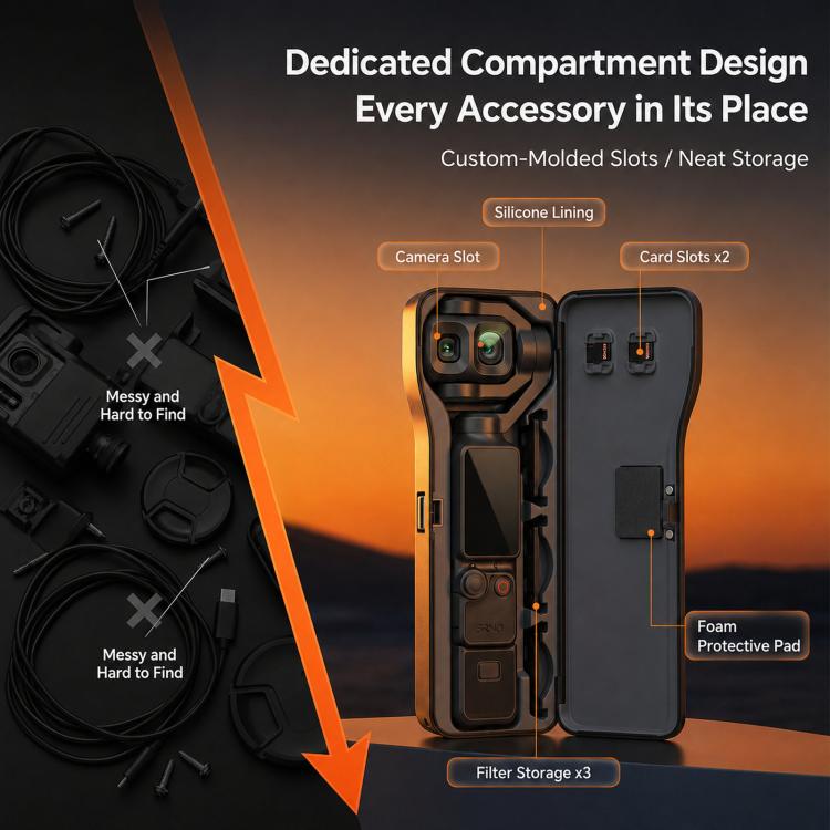 For DJI Pocket 4P Hard Shell Protective Storage Case Box With 3 Filter Slots, 2 SD Card Holders – Anti-Scratch, Lanyard