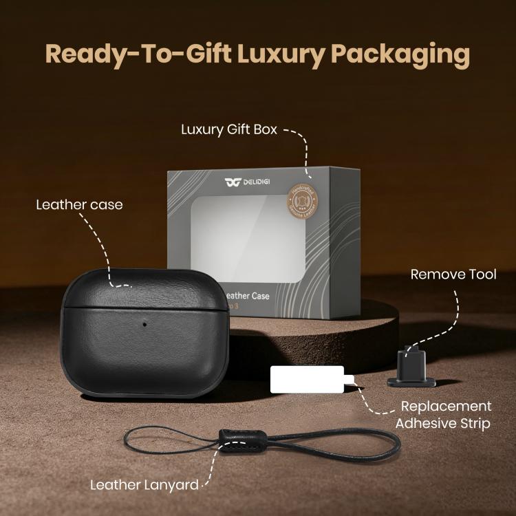 DELIDIGI DD14 Magnetic Vintage Cover With Lanyard Bar – Lanyard, Magnetic, Leather, For AirPods Pro 3