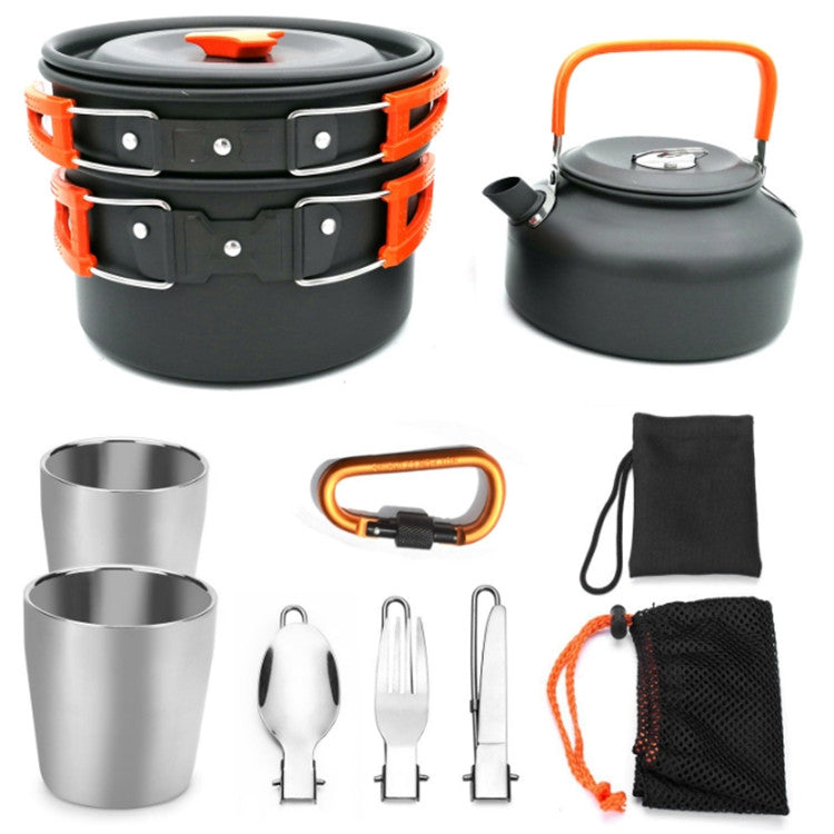 Outdoor Supplies Camping Portable Teapot Set Pot Set Orange Handle