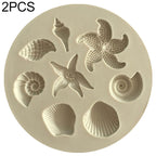 2 PCS Marine Element Mould Sea Star Conch Shell Model Silicone Cake Fondant Tool, Cake Fondant Tool – Durable Build, Easy to Use Cake Fondant Tool