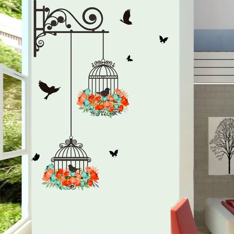 Birdcage Flower Flying Living Room Nursery Room Wall Stickers Vinyl Wall Decals Wall Sticker, Birdcage Flower Birdcage Flower
