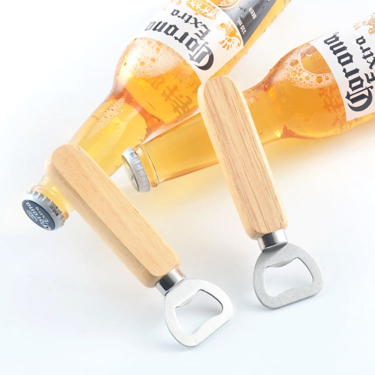 2 PCS Stainless Steel Beer Bottle Opener with Rubber Wood Handle Creative Gift Soda Bottle Driver, Beer Bottle Opener with Handle – Durable Build, Easy to Use