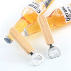 2 PCS Stainless Steel Beer Bottle Opener with Rubber Wood Handle Creative Gift Soda Bottle Driver, Beer Bottle Opener with Handle – Durable Build, Easy to Use