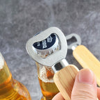 2 PCS Stainless Steel Beer Bottle Opener with Rubber Wood Handle Creative Gift Soda Bottle Driver, Beer Bottle Opener with Handle – Durable Build, Easy to Use