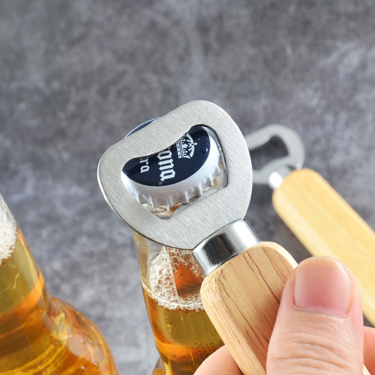 2 PCS Stainless Steel Beer Bottle Opener with Rubber Wood Handle Creative Gift Soda Bottle Driver, Beer Bottle Opener with Handle – Durable Build, Easy to Use