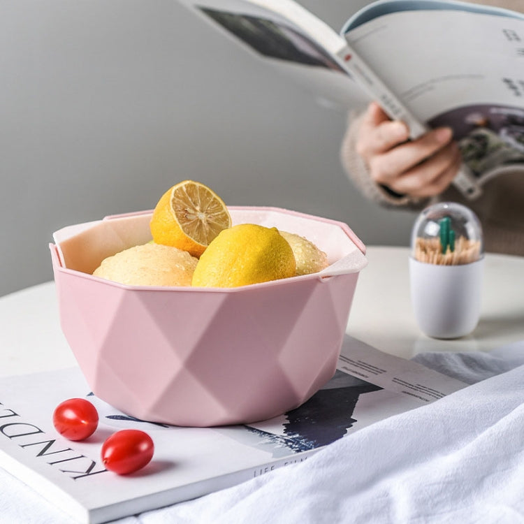Double-layer Hollow Drain Basket Household Plastic Multi-function Washing Vegetables and Fruit Dishes, Small, Large Small Pink