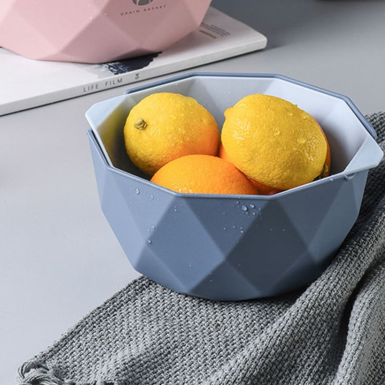 Double-layer Hollow Drain Basket Household Plastic Multi-function Washing Vegetables and Fruit Dishes, Small, Large – Durable Build, Easy to Use Small Blue