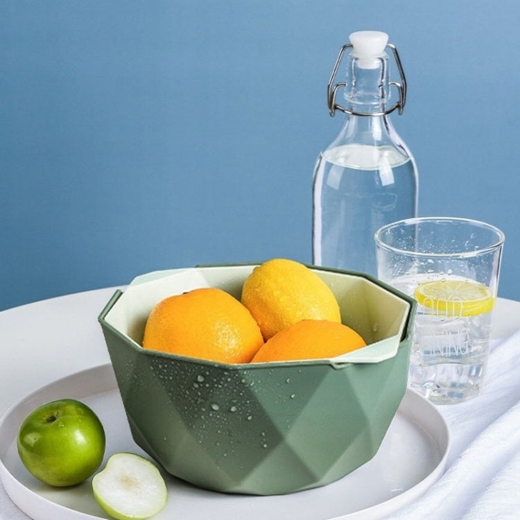 Double-layer Hollow Drain Basket Household Plastic Multi-function Washing Vegetables and Fruit Dishes, Small, Large – Durable Build, Easy to Use Large Green