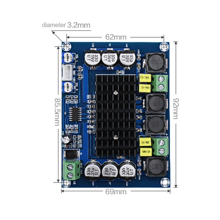 XH-M543 120W+120W Dual-channel Stereo High Power Digital TPA3116D2 Audio Power Amplifier Board, 120W+120W Dual-channel Audio Amplifier