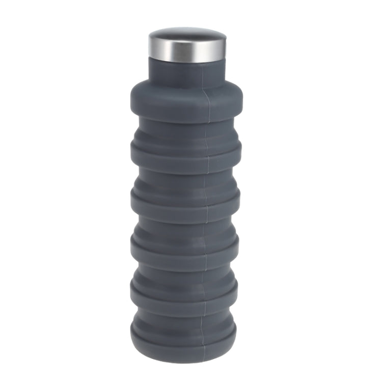 Portable Silicone Water Bottle Retractable Folding Coffee Bottle Outdoor Travel Drinking Sport Drink Kettle,Capacity:500ml, Gray, Orange, Blue, Purple Gray Gray