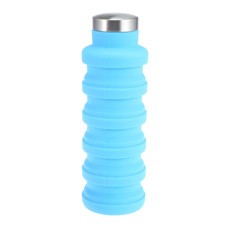 Portable Silicone Water Bottle Retractable Folding Coffee Bottle Outdoor Travel Drinking Sport Drink Kettle,Capacity:500ml, Gray, Orange, Blue, Purple – Durable Build, Easy to Use Blue Blue
