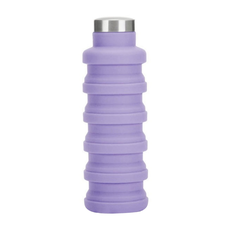 Portable Silicone Water Bottle Retractable Folding Coffee Bottle Outdoor Travel Drinking Sport Drink Kettle,Capacity:500ml, Gray, Orange, Blue, Purple – Durable Build, Easy to Use Purple Purple