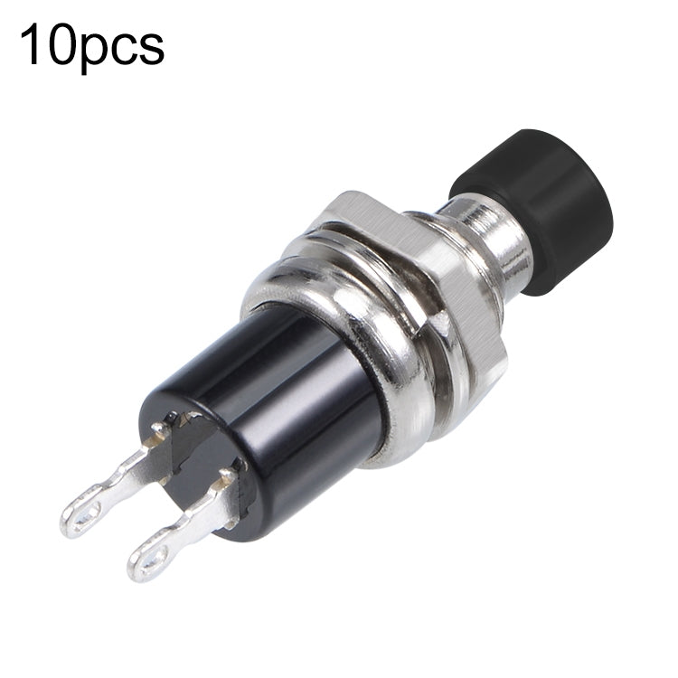 10 PCS 7mm Thread Multicolor 2 Pins Momentary Push Button Switch Black