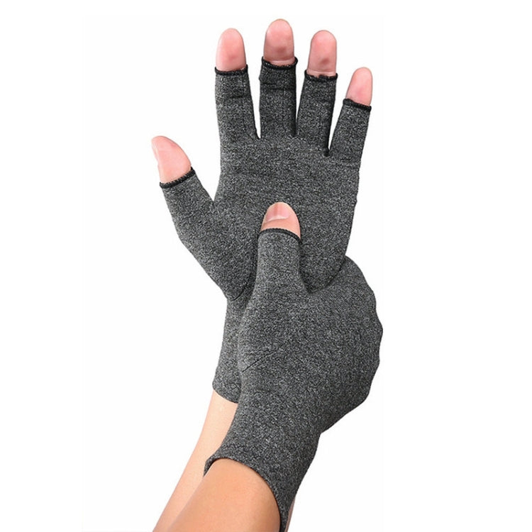 A Pair Sports Breathable Health Care Half Finger Gloves Rehabilitation Training Arthritis Pressure Gloves, Gray S, Black Fiber S, Hemp Gray Dispensing S, Gray M, Black Fiber M, Hemp Gray Dispensing M, Gray L, Black Fiber L, Hemp Gray Dispensing L Gray S