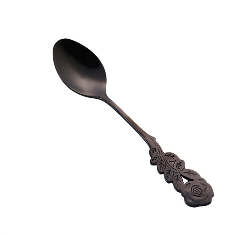 Small Mini Stainless Steel Rose Flower Coffee Spoon Strring Spoon Teaspoon Tea Spoon Dessert Spoon Long Handle Tableware – Durable Build, Easy to Use