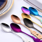 Small Mini Stainless Steel Rose Flower Coffee Spoon Strring Spoon Teaspoon Tea Spoon Dessert Spoon Long Handle Tableware – Durable Build, Easy to Use